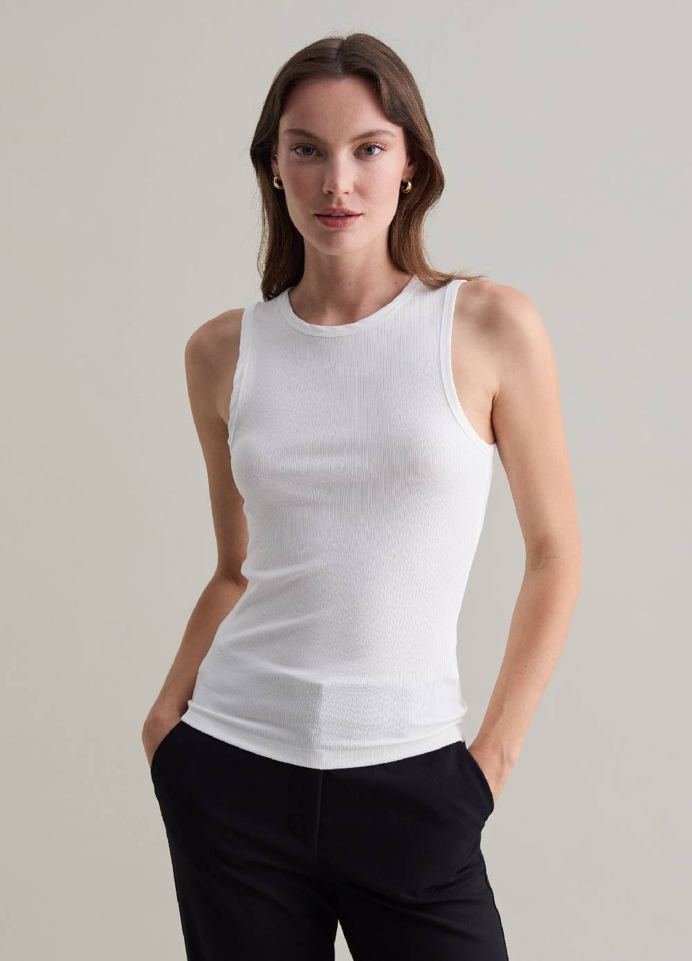 PIOMBO Tank top in viscosa stretch a costine Vendita