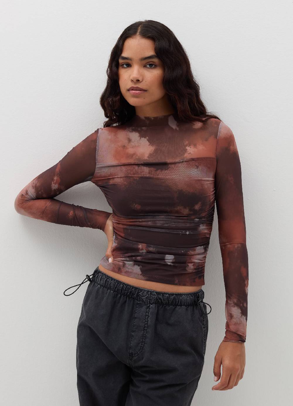 B. ANGEL T-shirt a maniche lunghe in mesh Tie Dye Economico