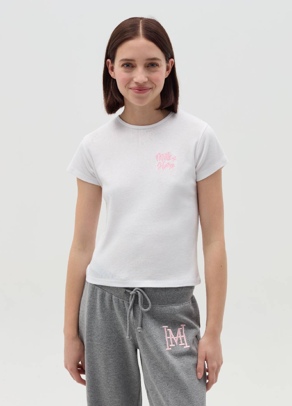 MILK+HERO T-shirt girocollo con ricamo Nuovo