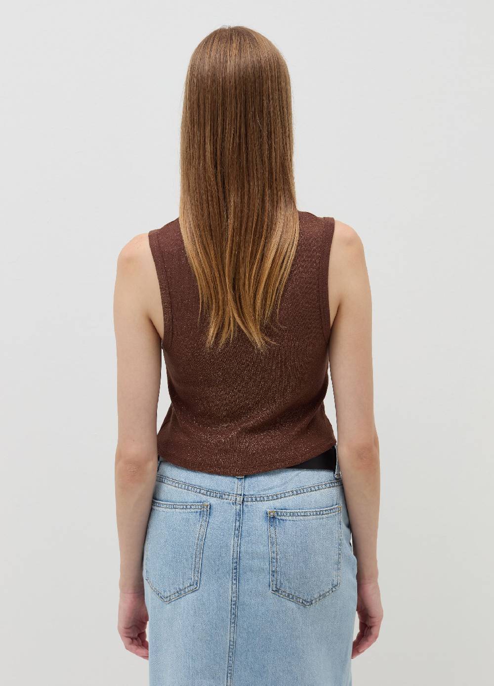 B. ANGEL Tank top crop a costine con lurex Grandi sconti
