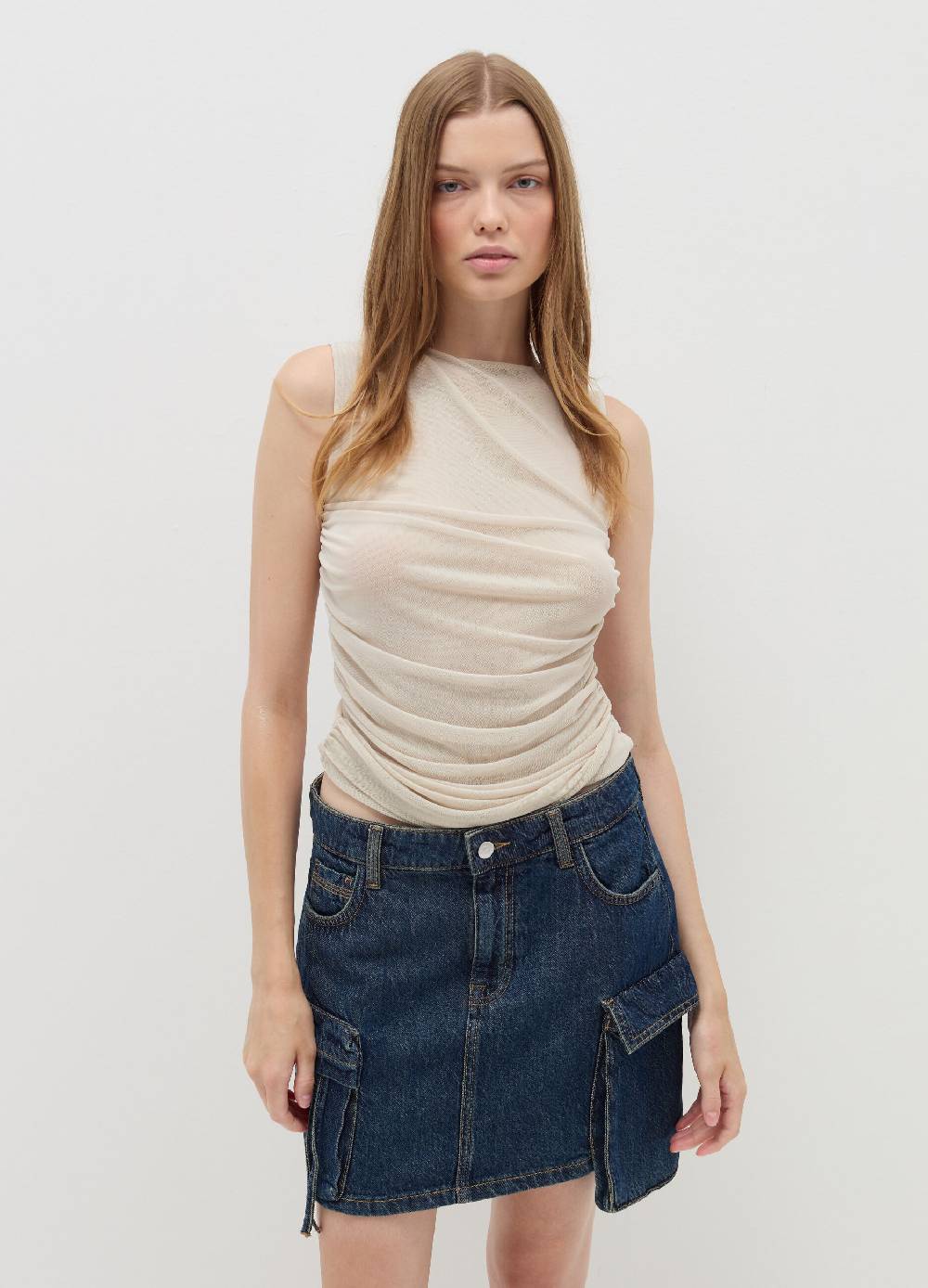 B. ANGEL Top in mesh con arricciatura Convenienza