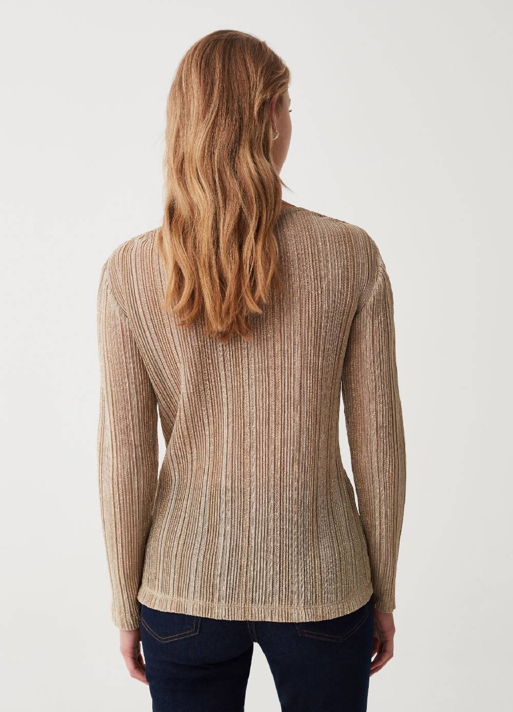 OVS T-shirt in lurex scollo a V con nodo Online