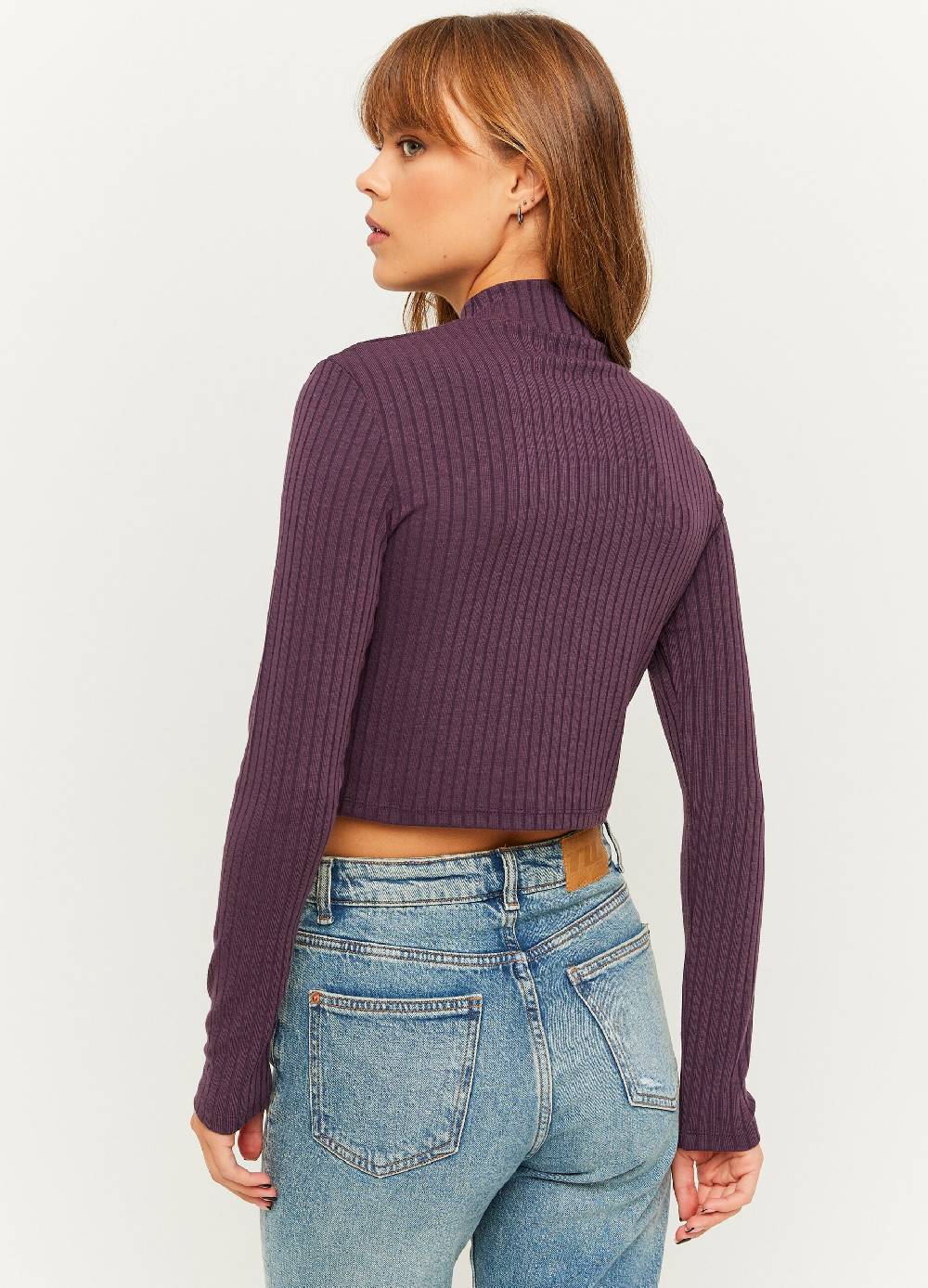 TALLY WEIJL T-shirt cropped a coste piatte mock neck Offerte