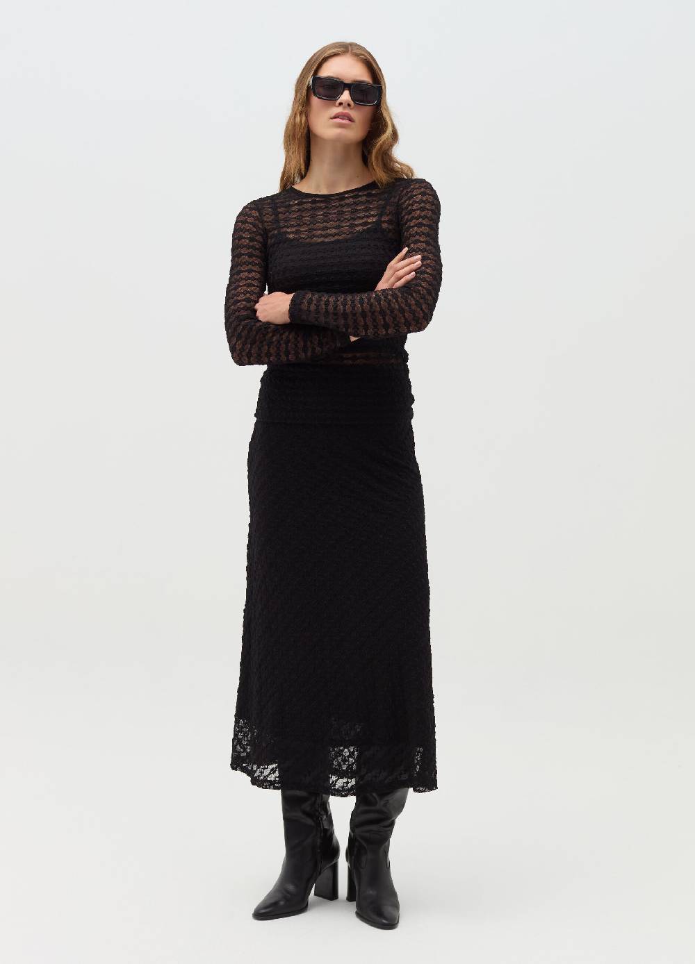 LULAH D. Maglia a righe effetto pizzo Promozione Limitata