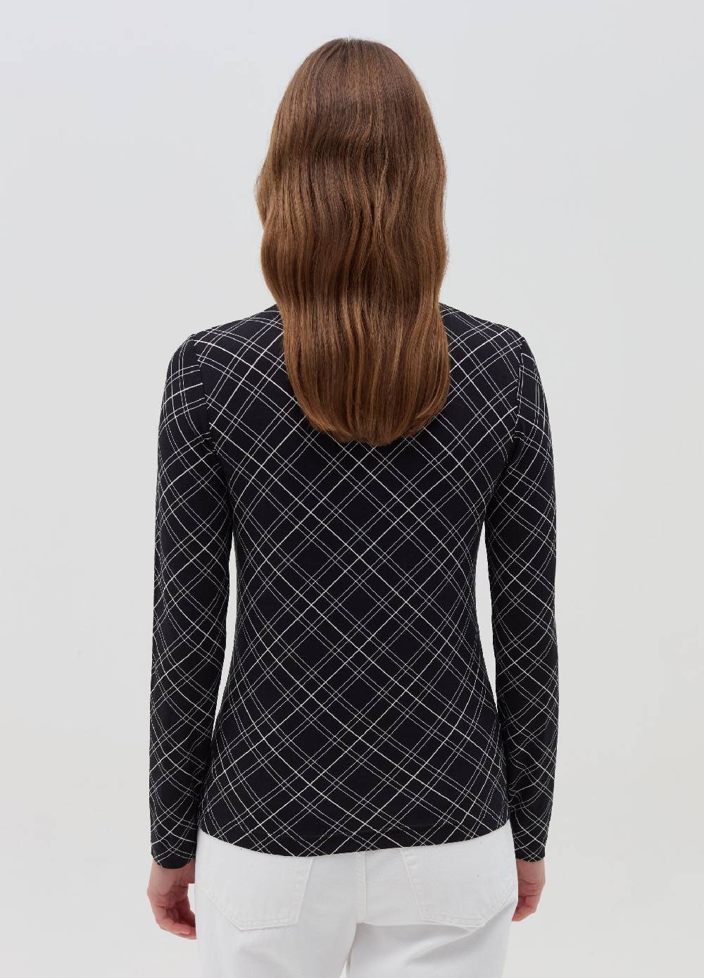 OVS T-shirt mock neck con fantasia check Online
