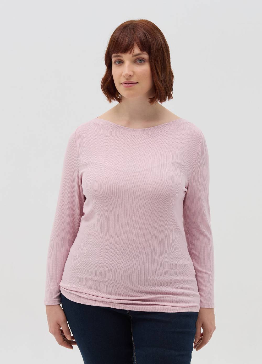 MYA T-shirt a costine con scollo a barca Curvy I Più Venduti