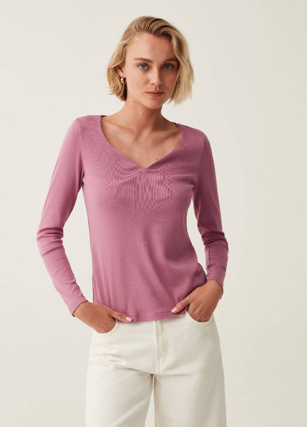 OVS T-shirt a maniche lunghe con scollo a cuore Moda