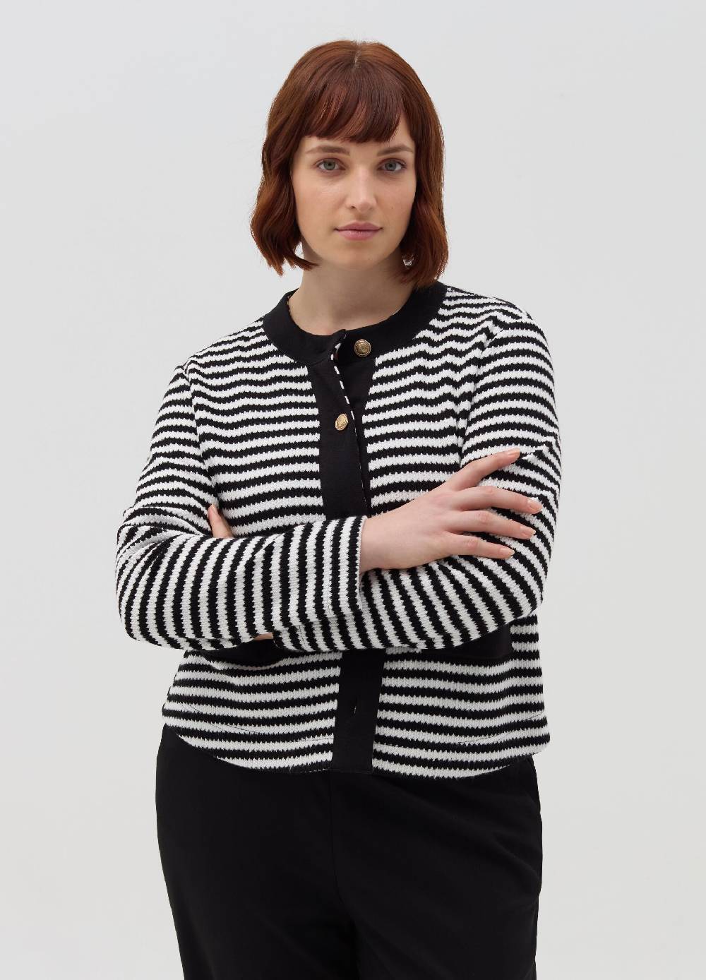 MYA Cardigan a righe con bottoni dorati Curvy Sconto di tempo limitato