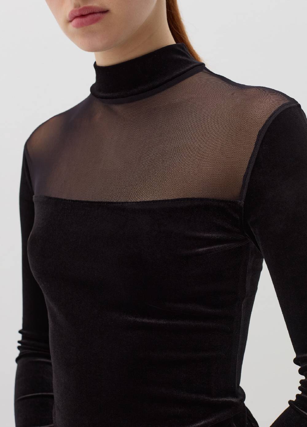 B. ANGEL T-shirt in velluto con inserto in mesh Online Outlet