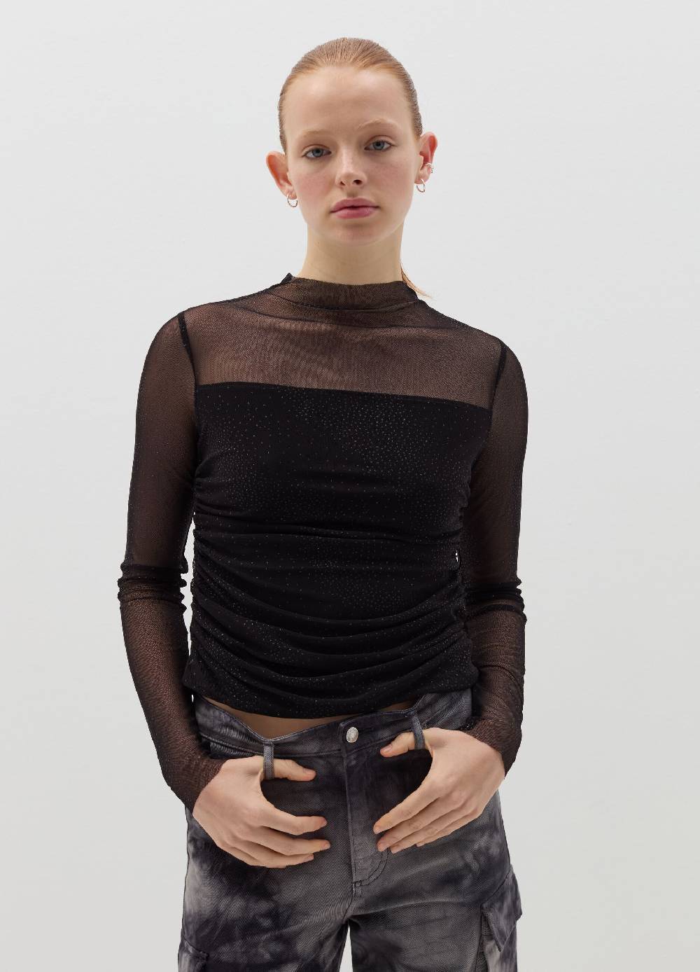 B. ANGEL T-shirt in mesh con strass all-over Promozione temporanea