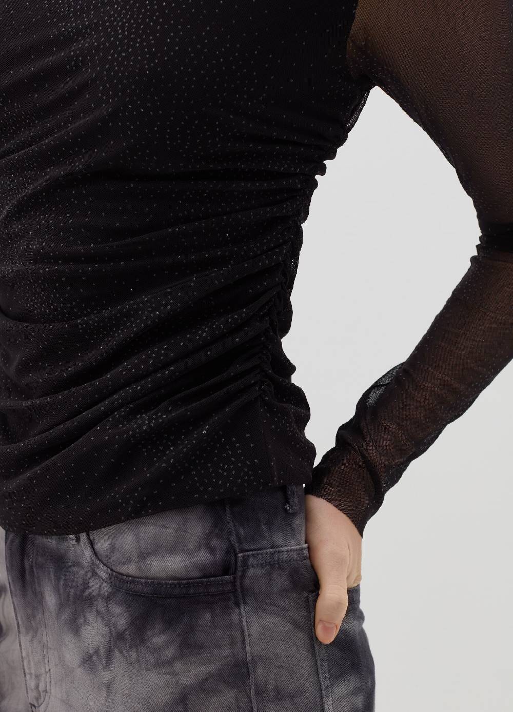 B. ANGEL T-shirt in mesh con strass all-over Promozione temporanea