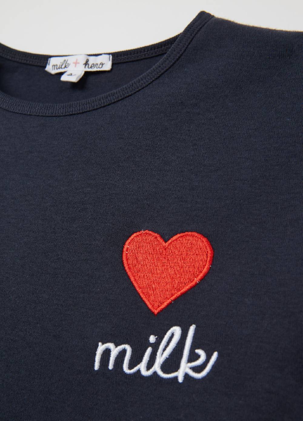 MILK+HERO T-shirt girocollo con ricamo 50% di sconto con spedizione gratuita