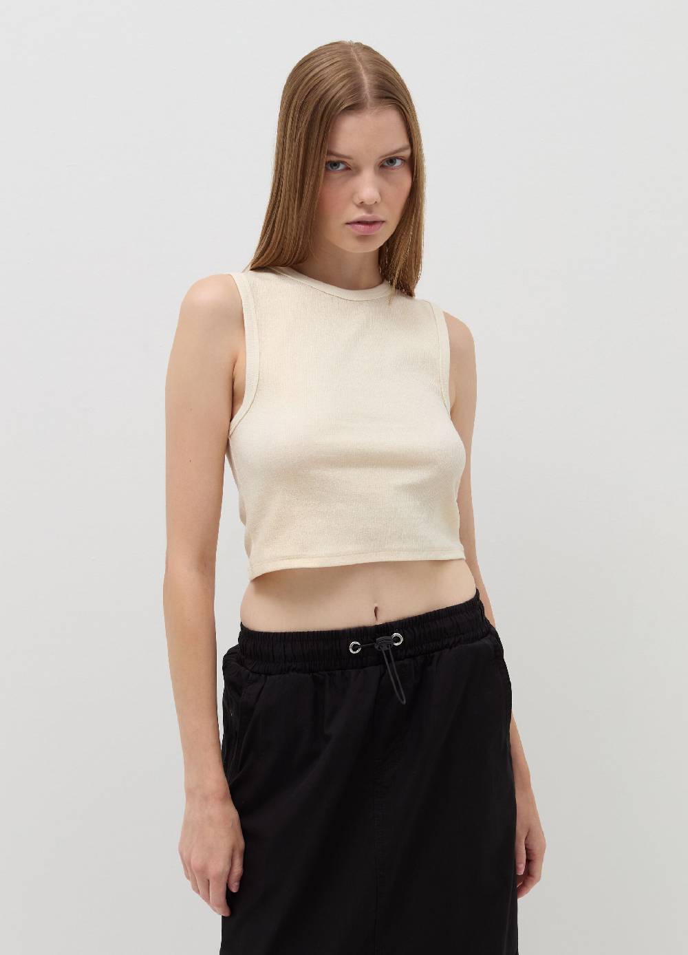 B. ANGEL Tank top crop a costine con lurex Economico
