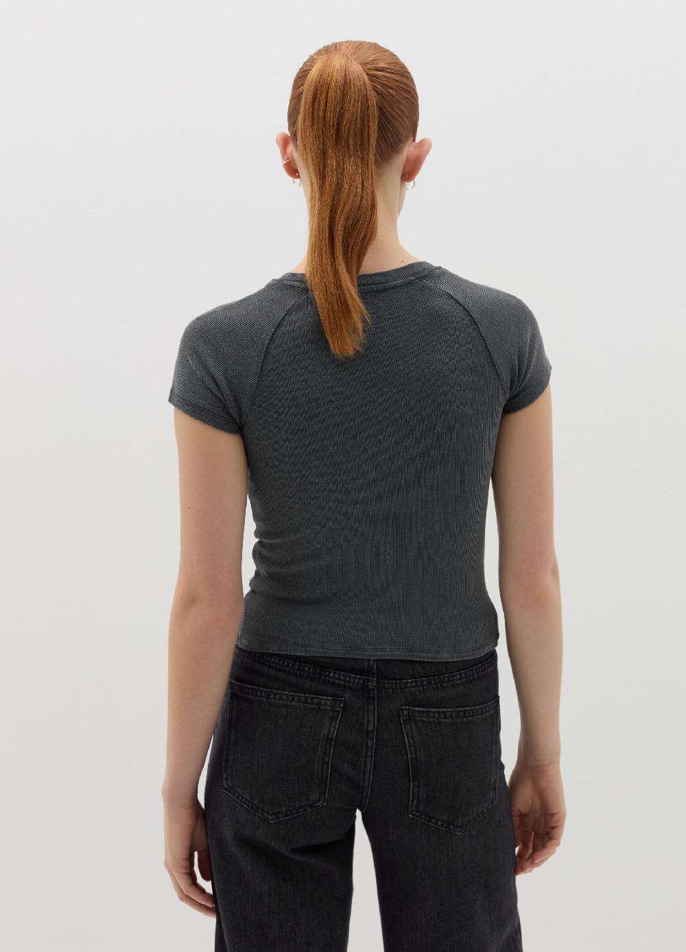 B. ANGEL T-shirt crop a costine con ricamo Outlet