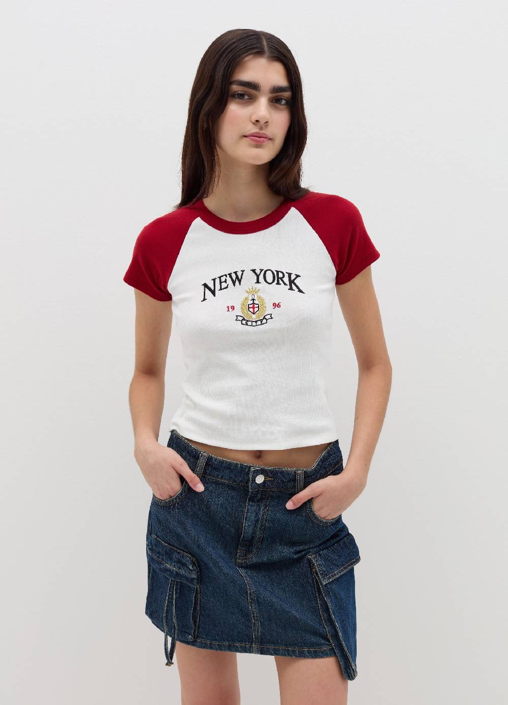 B. ANGEL T-shirt a costine con ricamo In Vendita