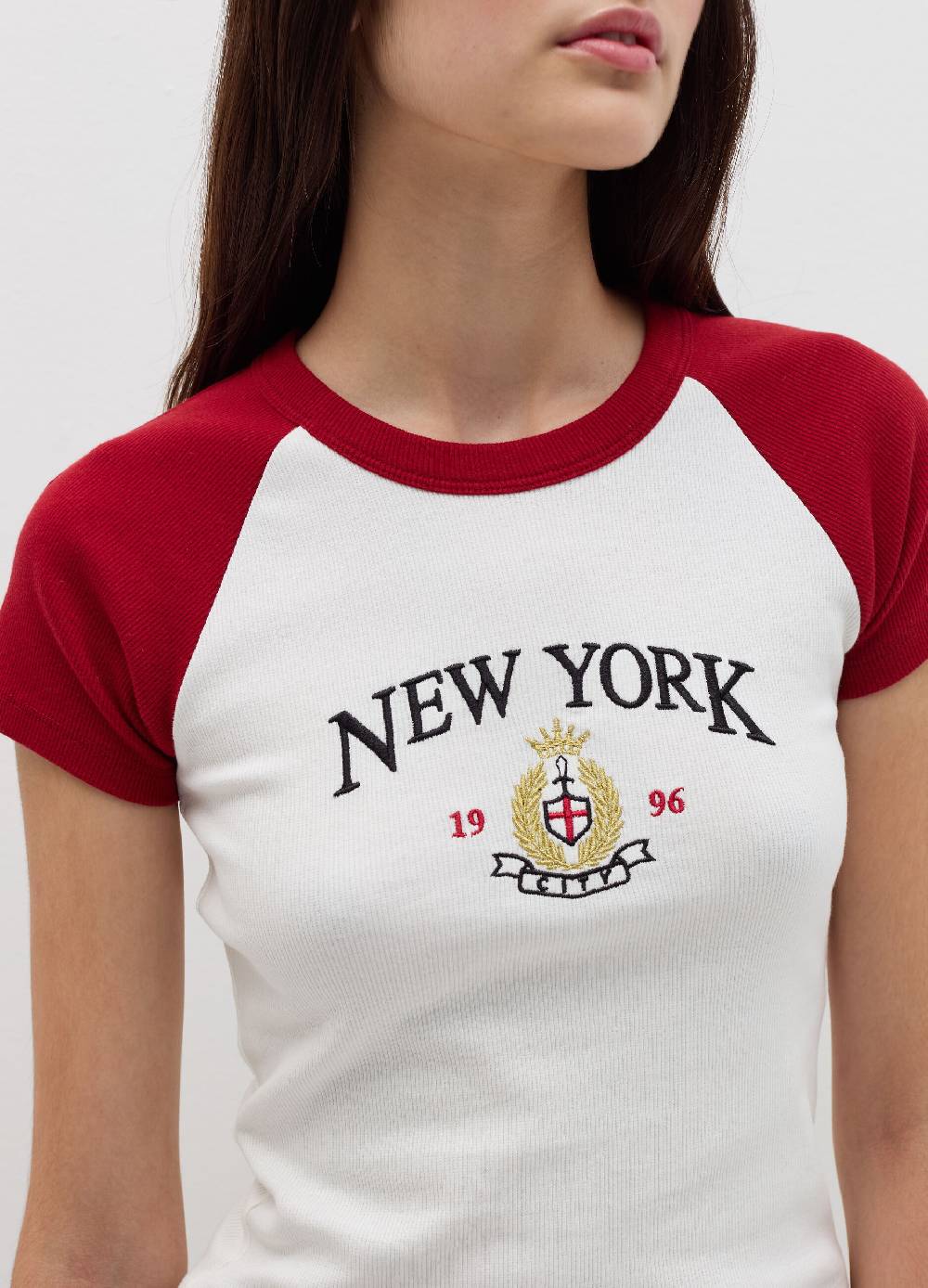 B. ANGEL T-shirt a costine con ricamo In Vendita
