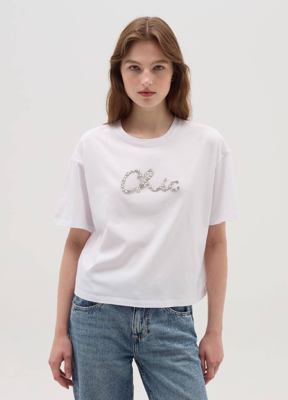 OVS T-shirt boxy fit in cotone con pietre Lightning offer