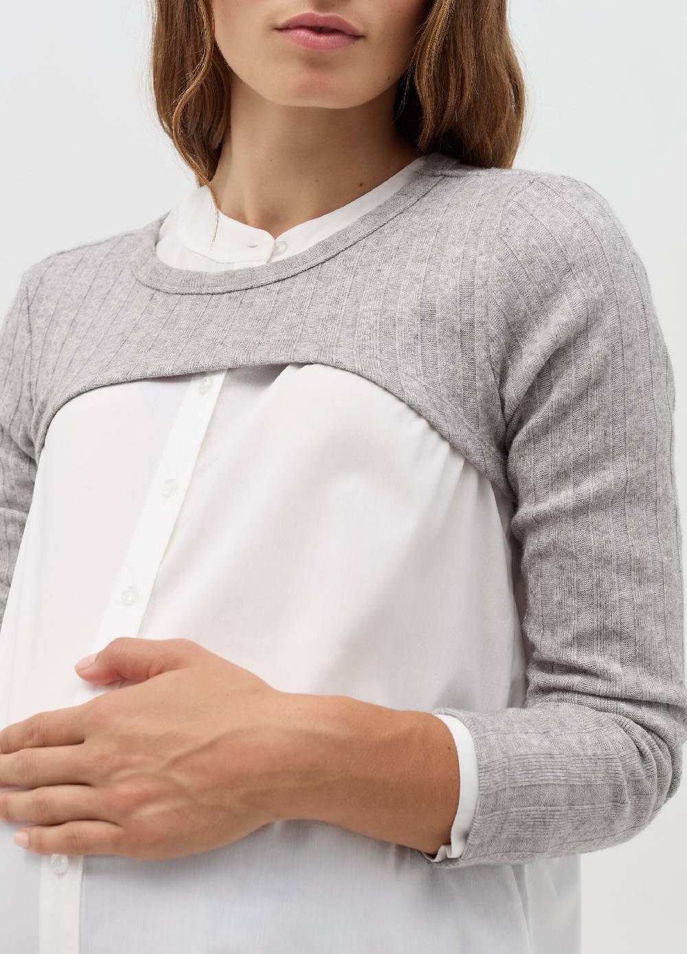 NICOL CARAMEL T-shirt premaman crop a coste piatte Liquidazione