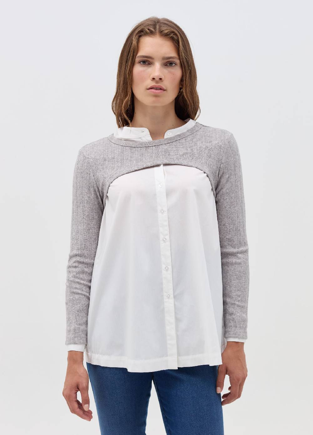 NICOL CARAMEL T-shirt premaman crop a coste piatte Liquidazione