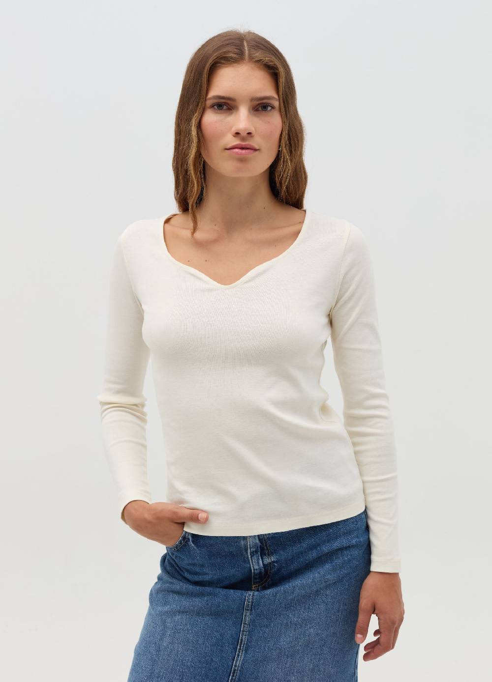 OVS T-shirt a maniche lunghe con scollo a cuore Fino al 50% di sconto