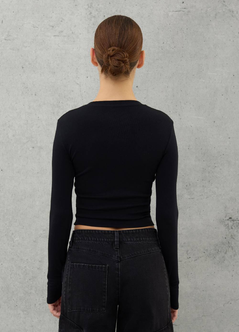 UTOPJA Crop Longsleeve T-shirt Black Offerta speciale della fabbrica