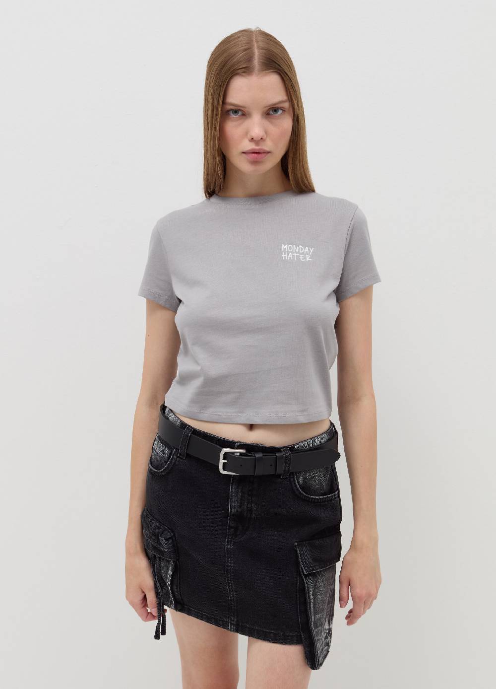 B. ANGEL T-shirt crop con ricamo lettering Affare Del Giorno