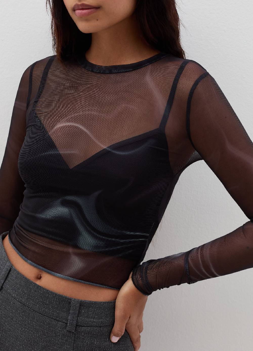 B. ANGEL T-shirt maniche lunghe in mesh con lurex Outlet