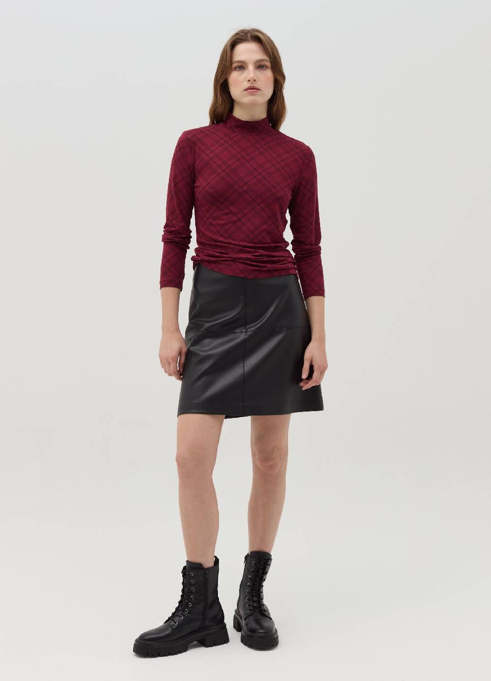 OVS T-shirt mock neck con fantasia check Sconto di tempo limitato