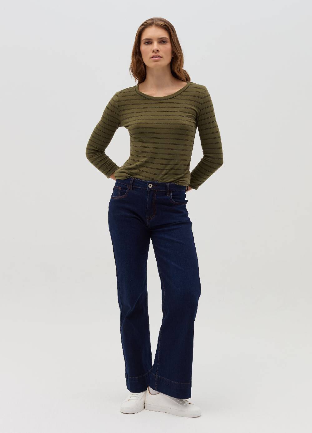 HYBRID T-shirt a righe in lurex maniche a tre quarti Flash Sale
