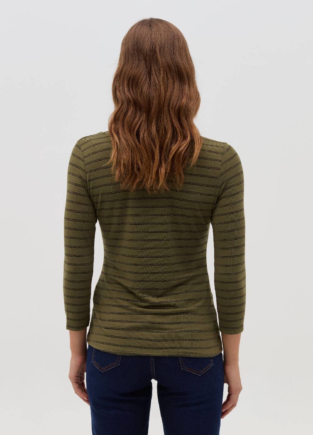 HYBRID T-shirt a righe in lurex maniche a tre quarti Flash Sale