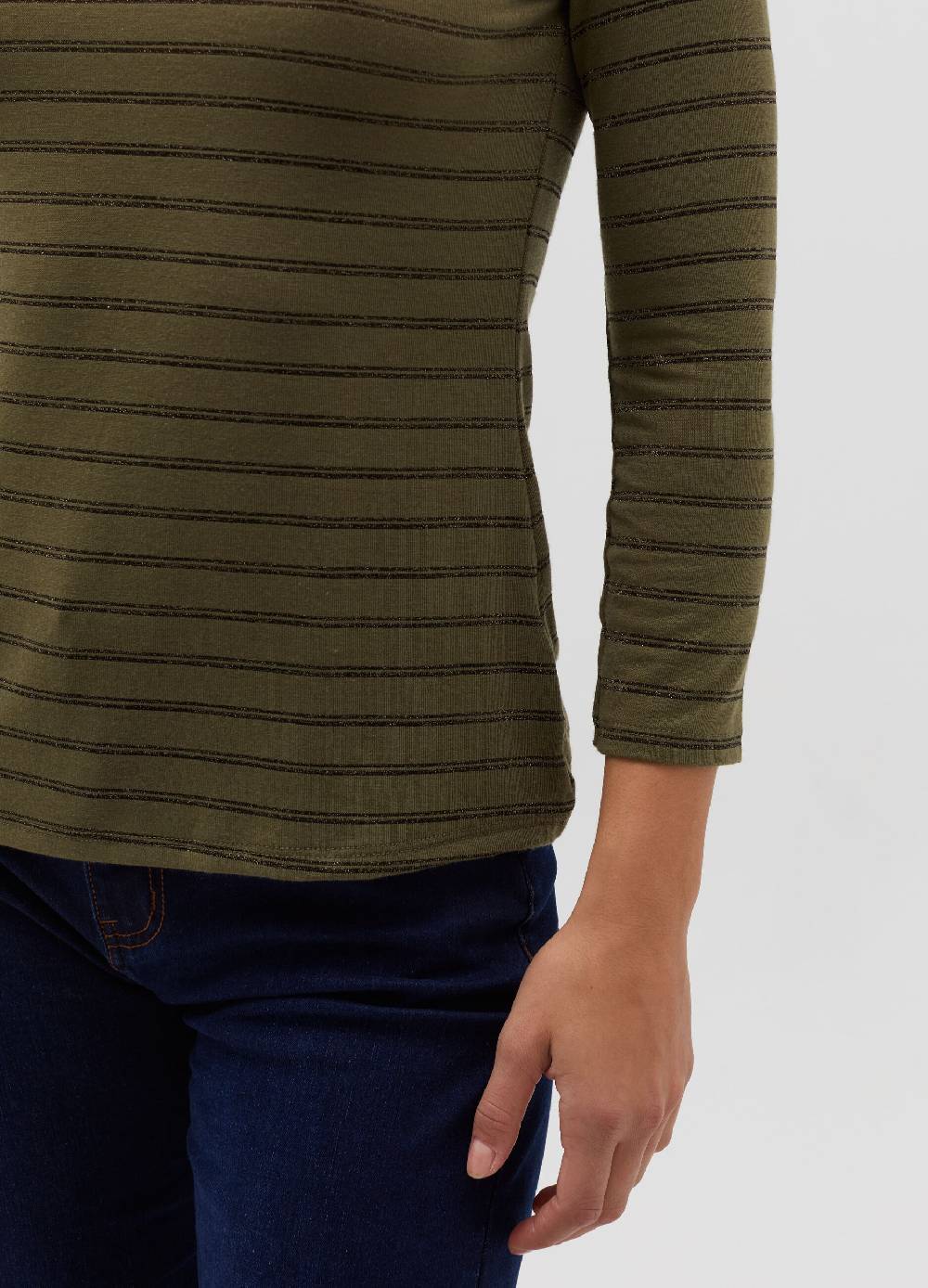 HYBRID T-shirt a righe in lurex maniche a tre quarti Flash Sale