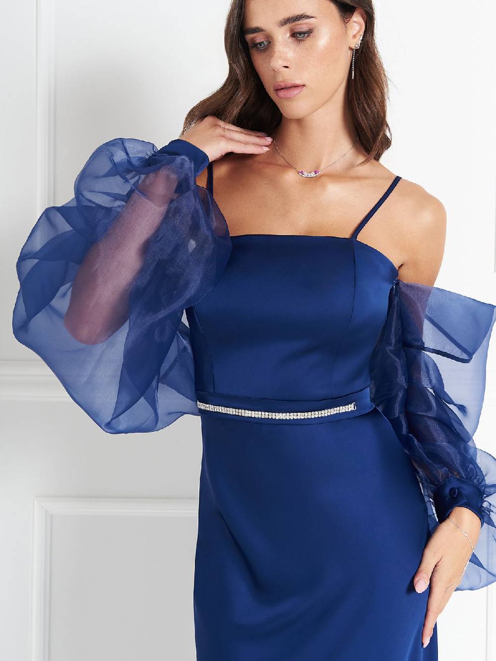 Rinascimento Abito atelier Blu con Maniche Balloon Offerta