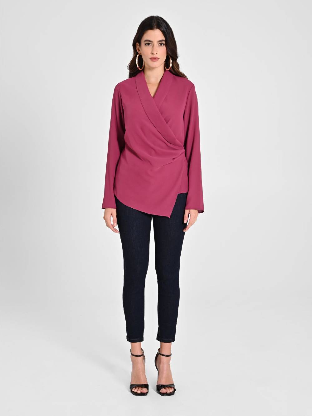 Rinascimento Blusa Bordeaux con Drappeggio Negozio