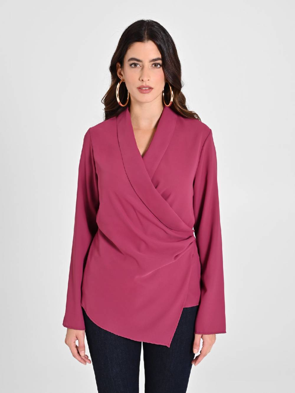 Rinascimento Blusa Bordeaux con Drappeggio Negozio
