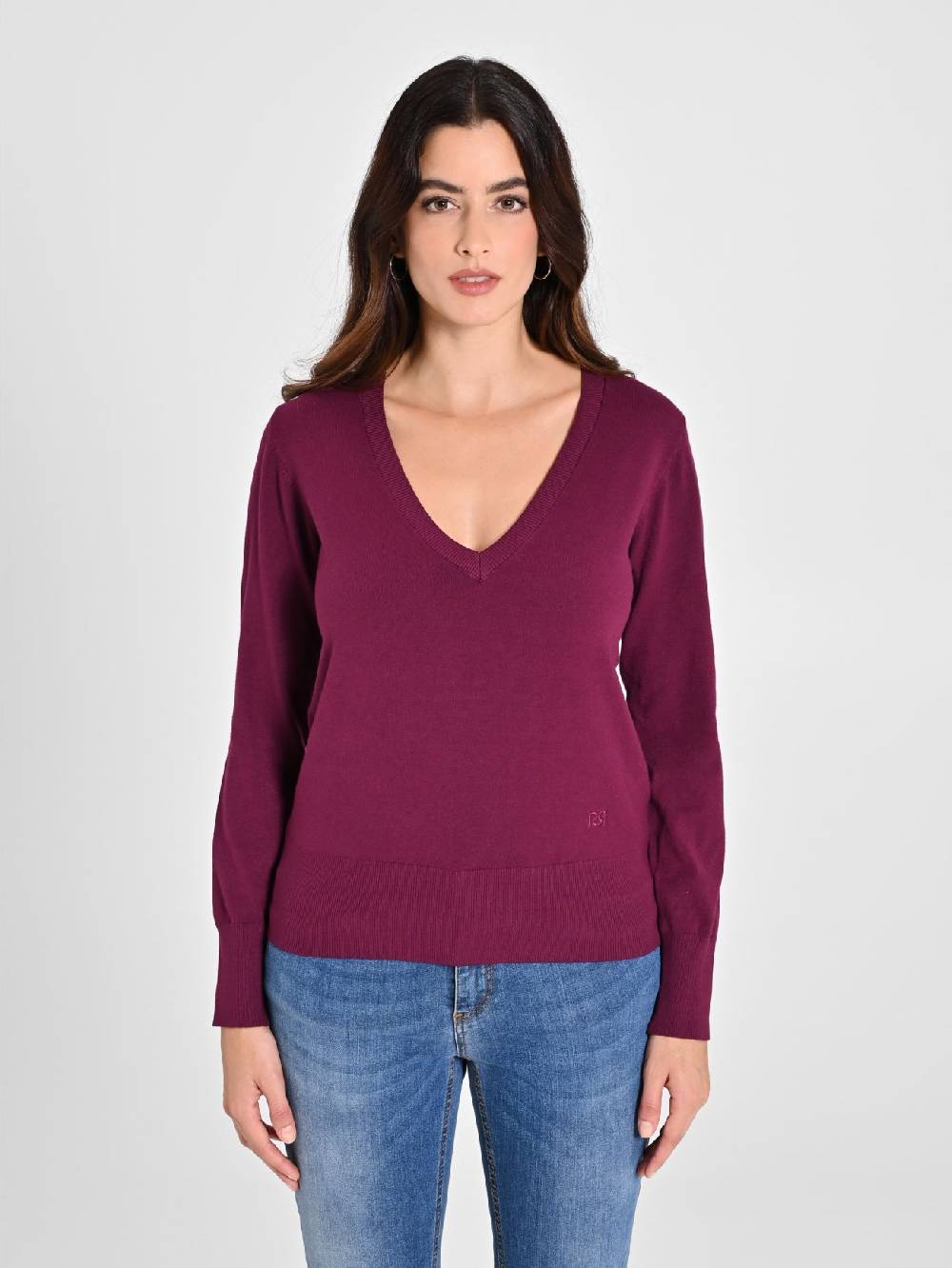 Rinascimento Maglia con Scollo a "V" Bordeaux Ecotec® In Saldo