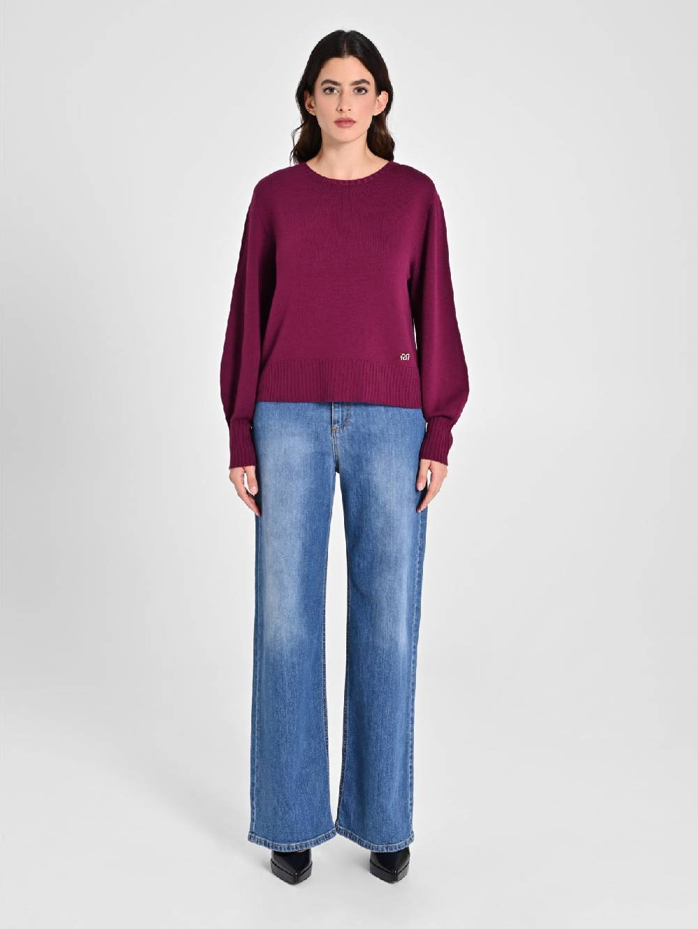 Rinascimento Maglioncino Lana Merino Extrafine Bordeaux Nuova