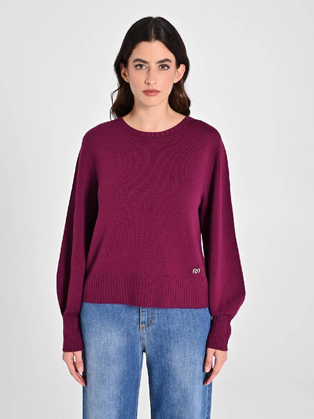 Rinascimento Maglioncino Lana Merino Extrafine Bordeaux Nuova