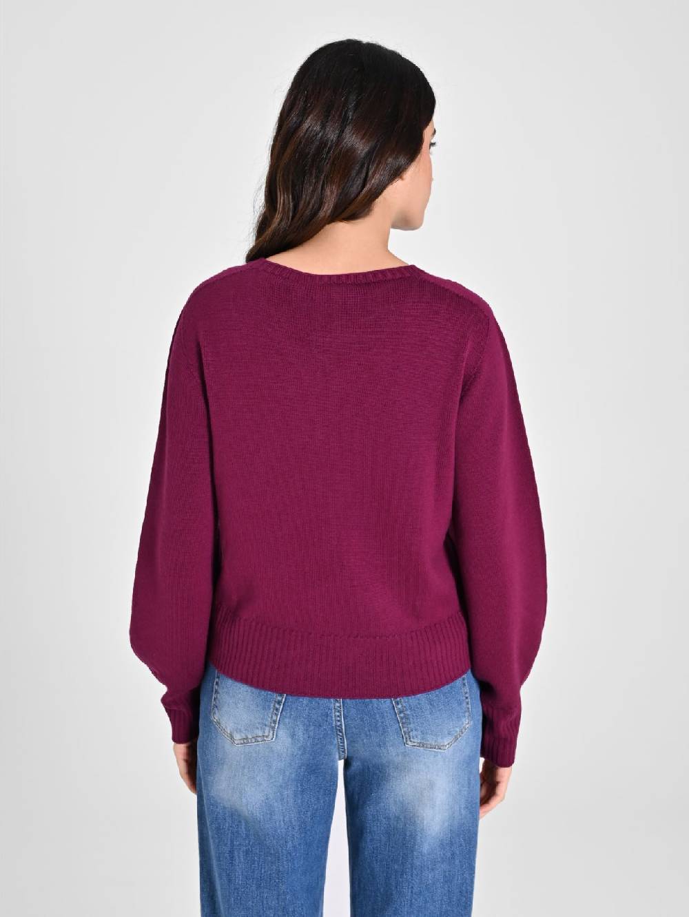 Rinascimento Maglioncino Lana Merino Extrafine Bordeaux Nuova
