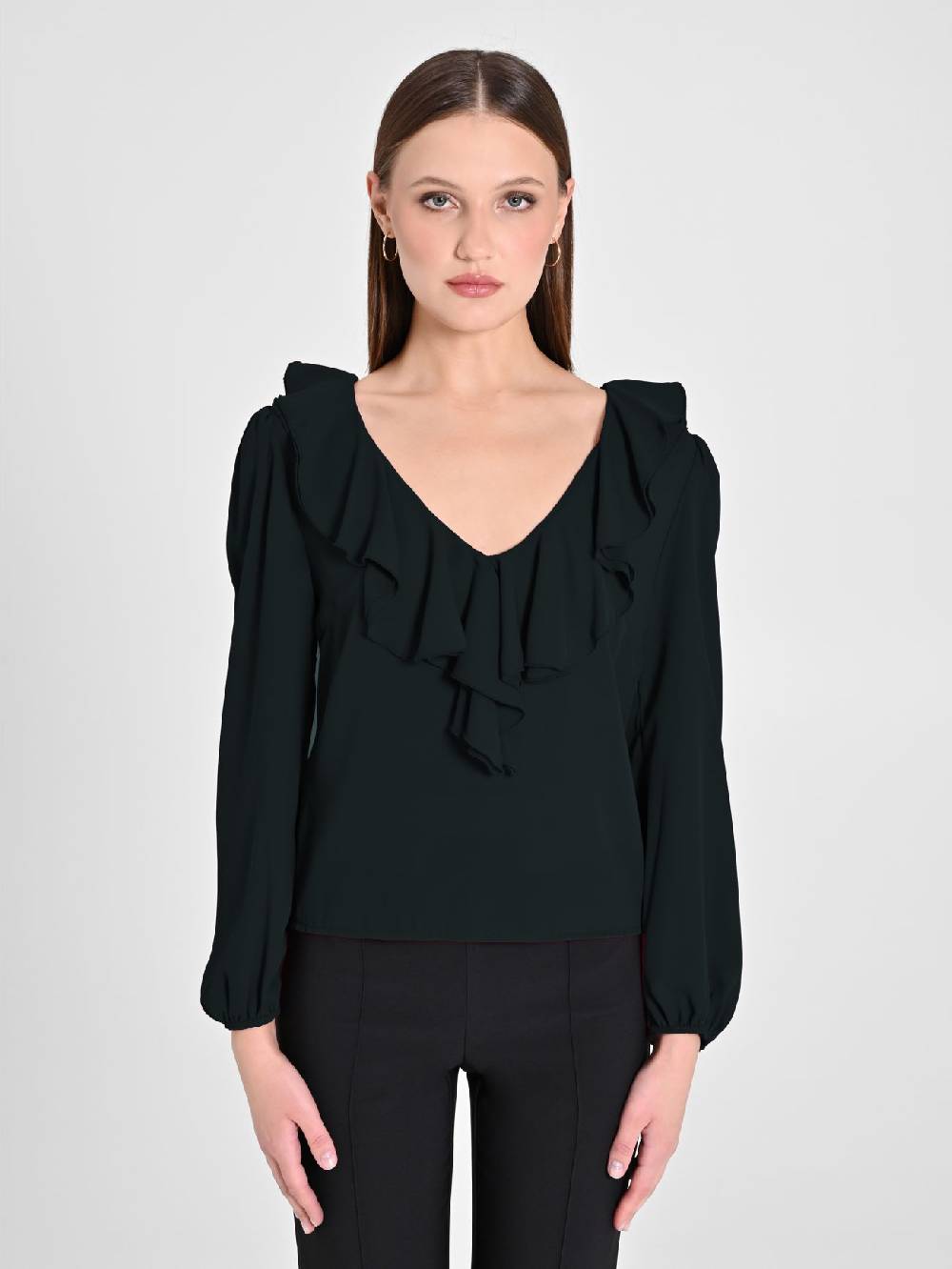 Rinascimento Blusa Nera con Rouche Qualità Garantita