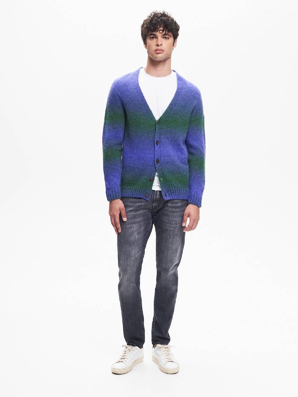 Rinascimento Cardigan Uomo effetto Degradè Verde QB24 Affare Del Giorno