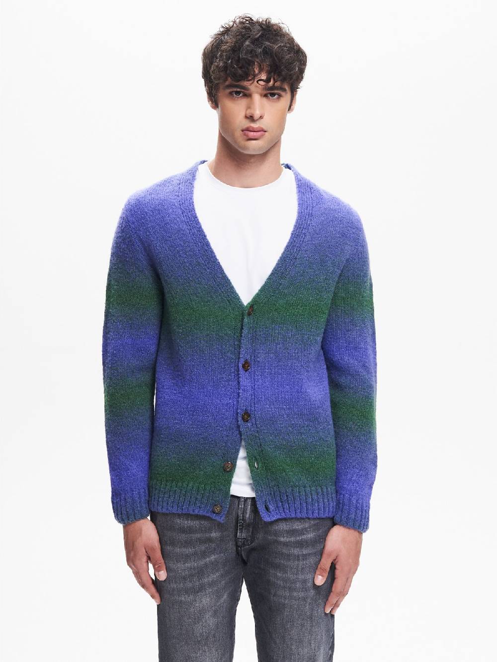 Rinascimento Cardigan Uomo effetto Degradè Verde QB24 Affare Del Giorno