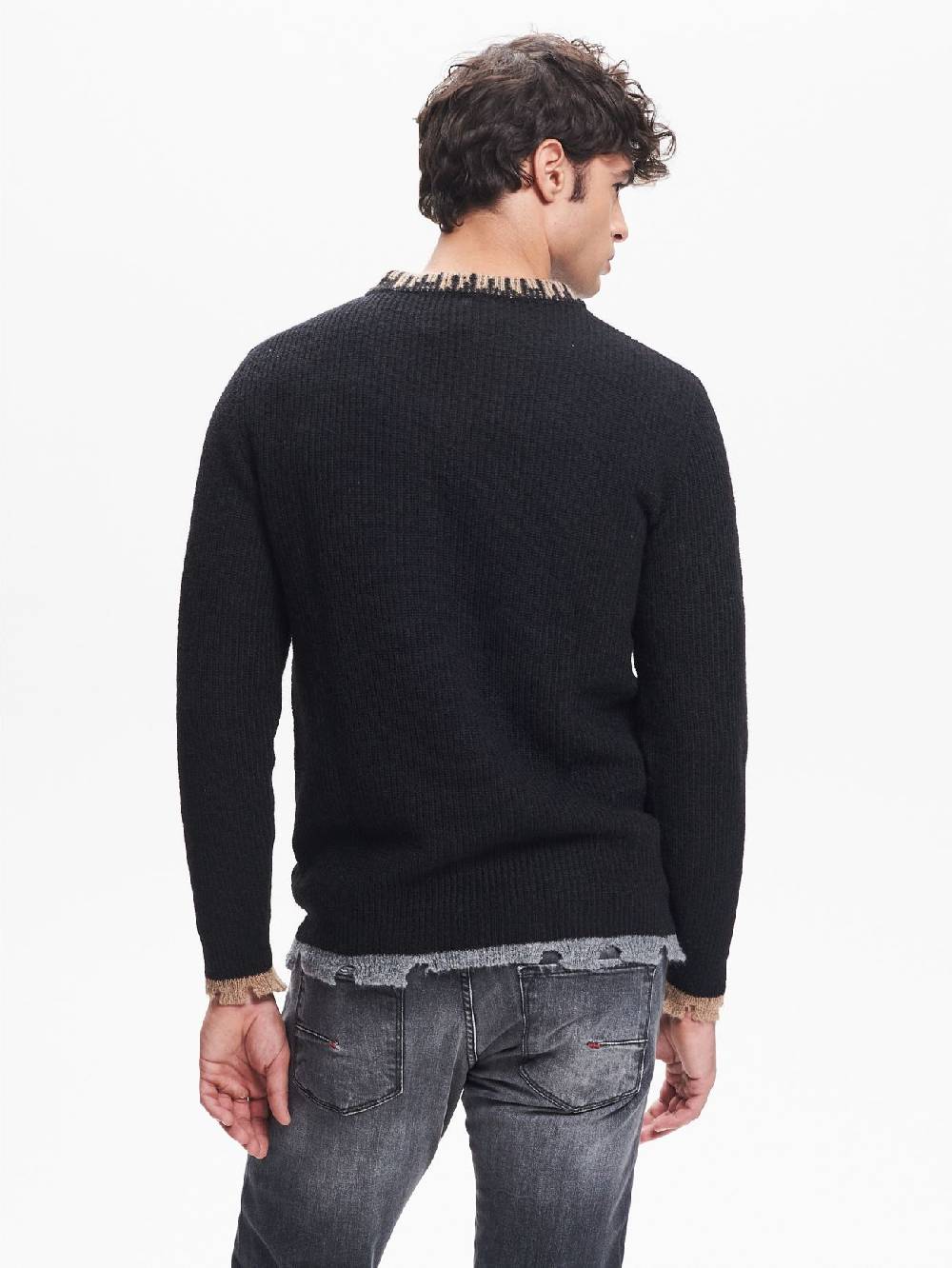 Rinascimento Maglia Girocollo Uomo Costa Inglese Nero QB24 Sottocosto