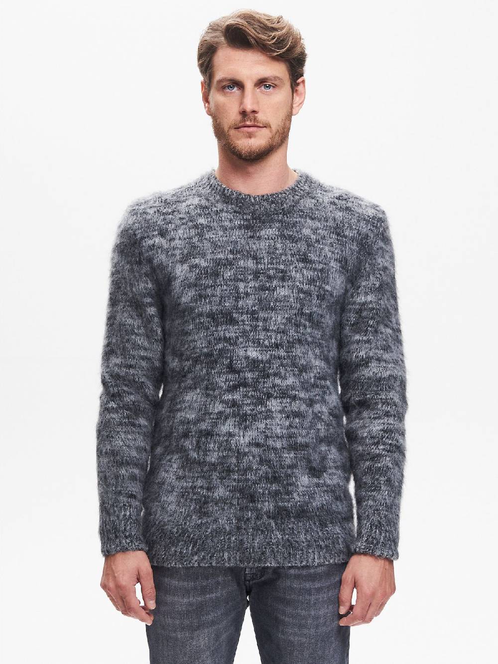 Rinascimento Maglia Girocollo Uomo Garzata Nero QB24 Offerta