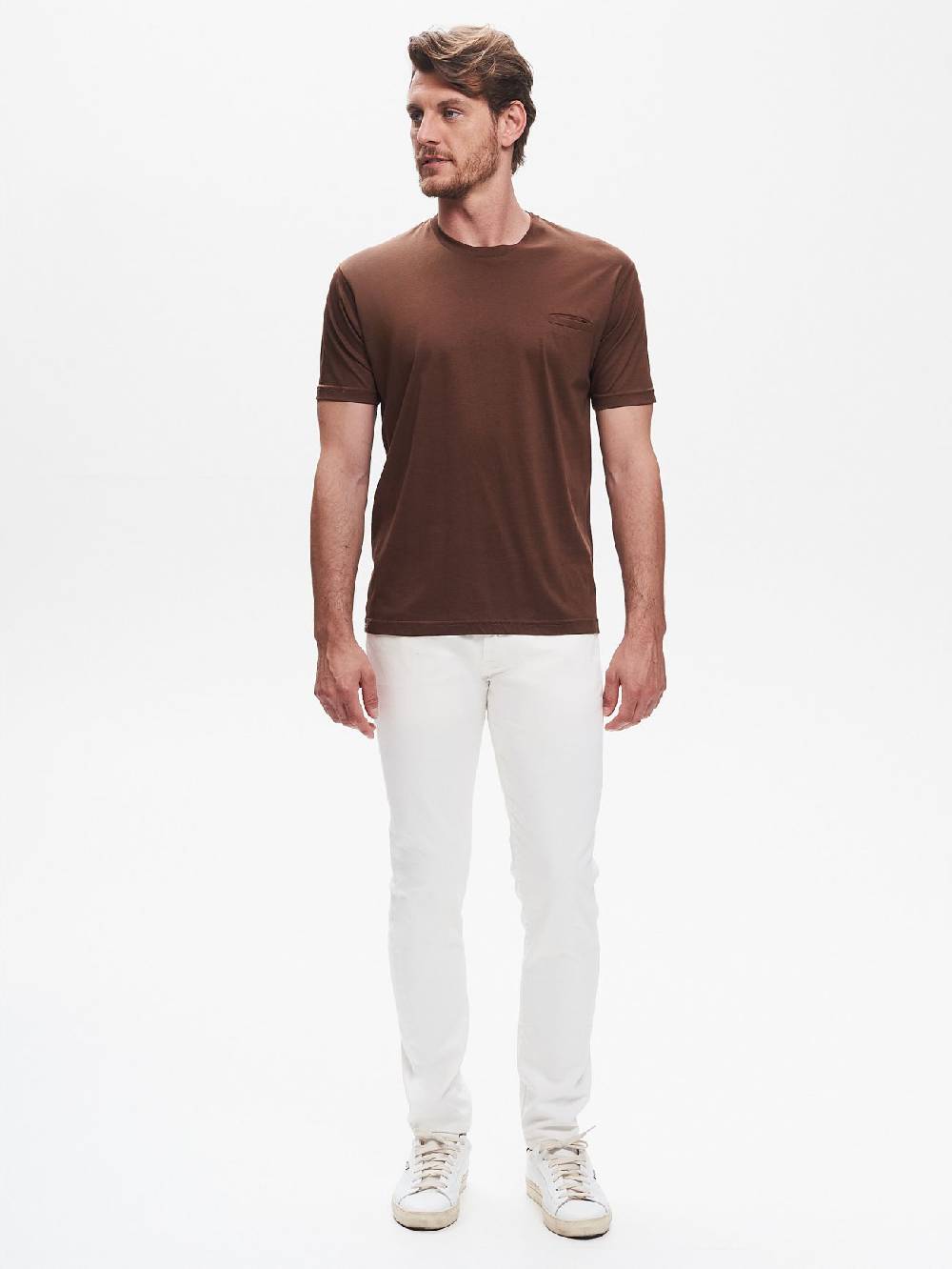 Rinascimento T-shirt Girocollo Uomo Taschino a Filetto QB24 Vendita Calda