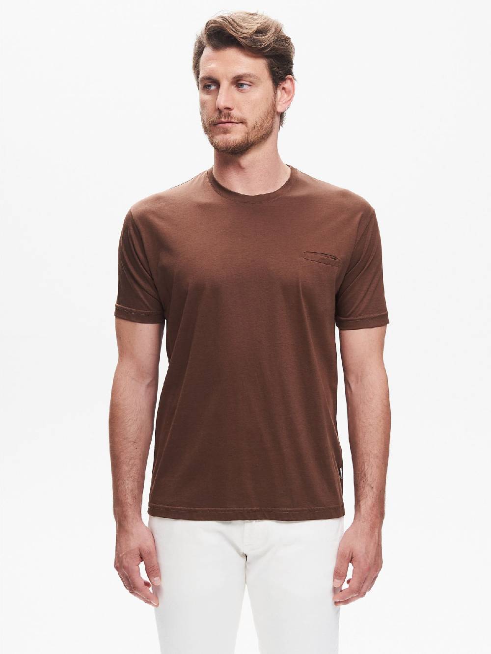 Rinascimento T-shirt Girocollo Uomo Taschino a Filetto QB24 Vendita Calda