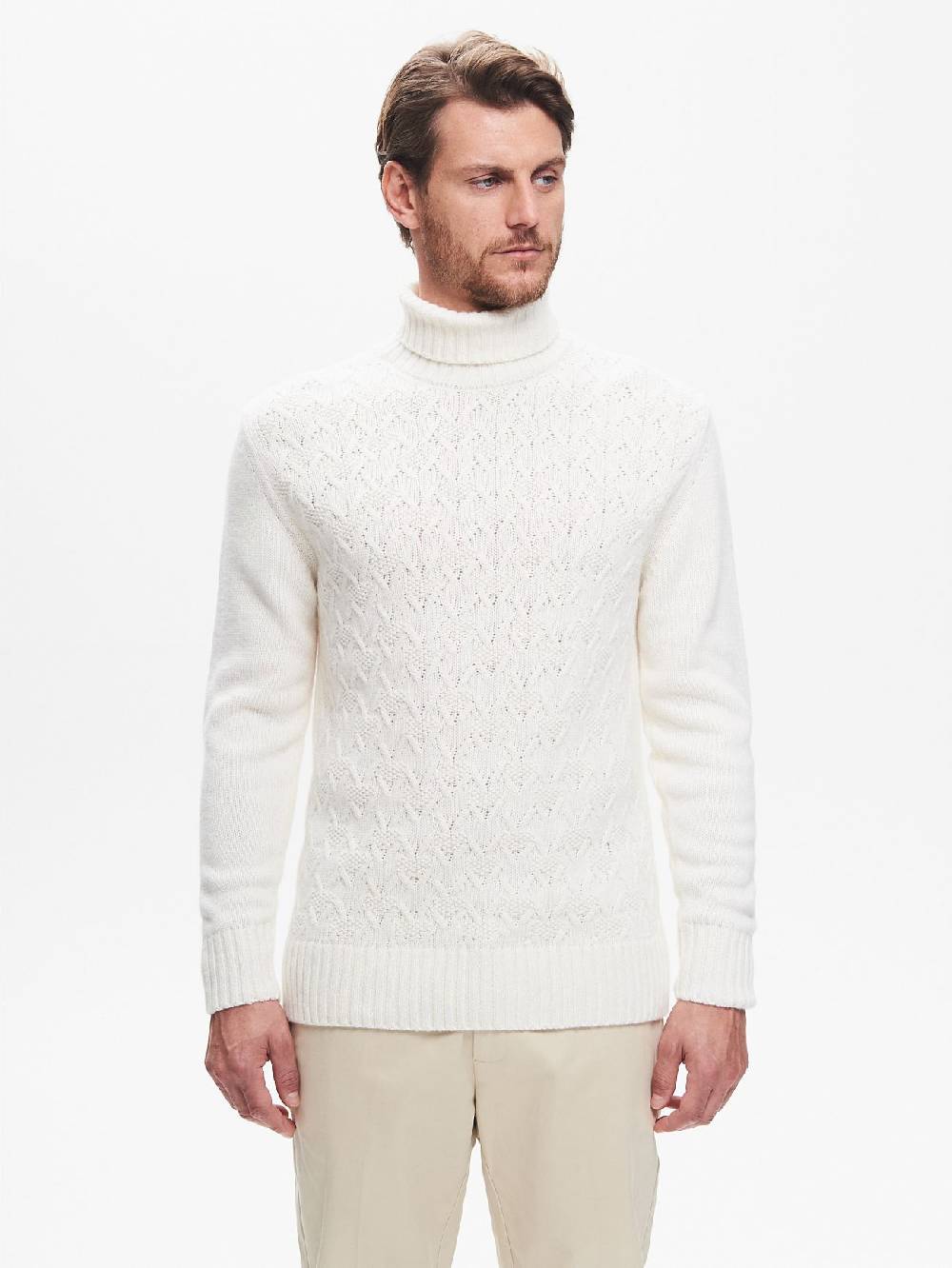 Rinascimento Maglione Dolcevita Uomo con Lavorazione QB24 Vendite Flash