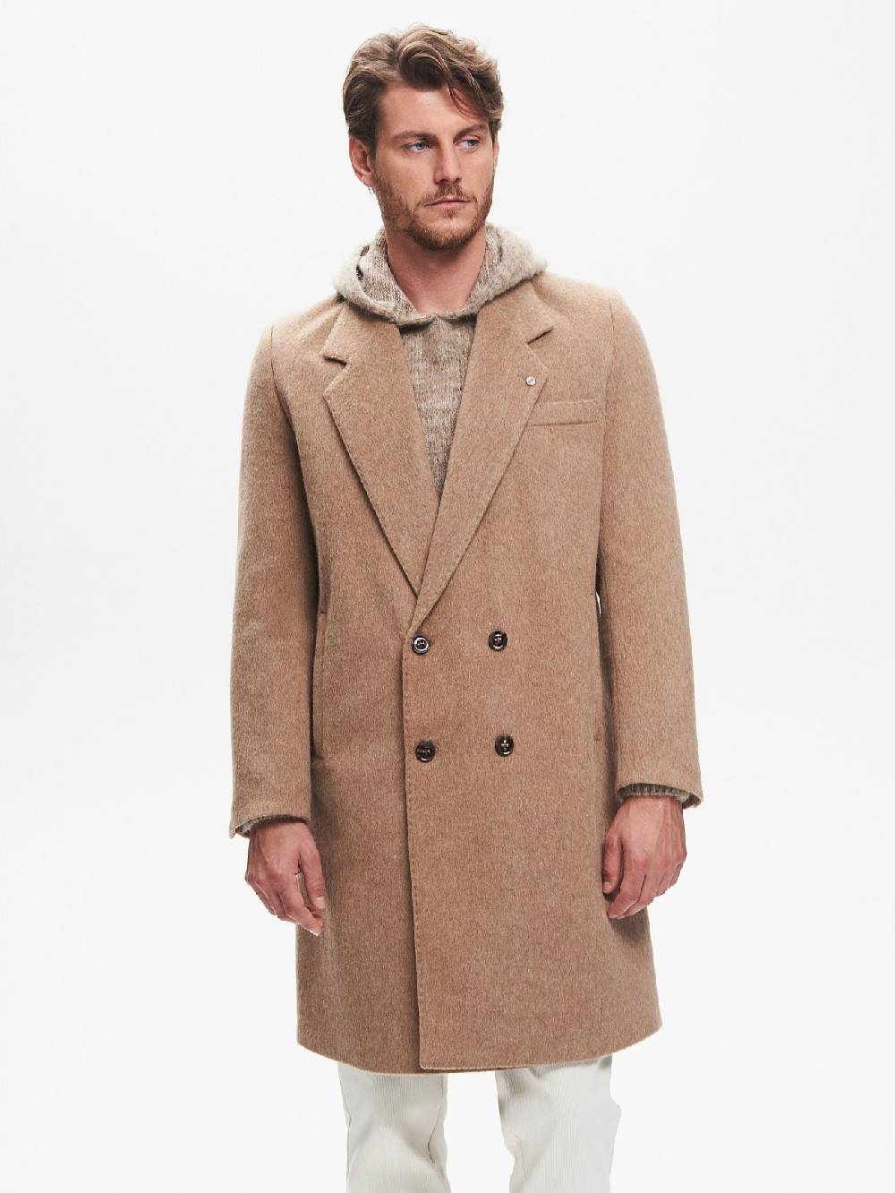 Rinascimento Cappotto Doppiopetto Uomo Over Spazzolato QB24 Negozio