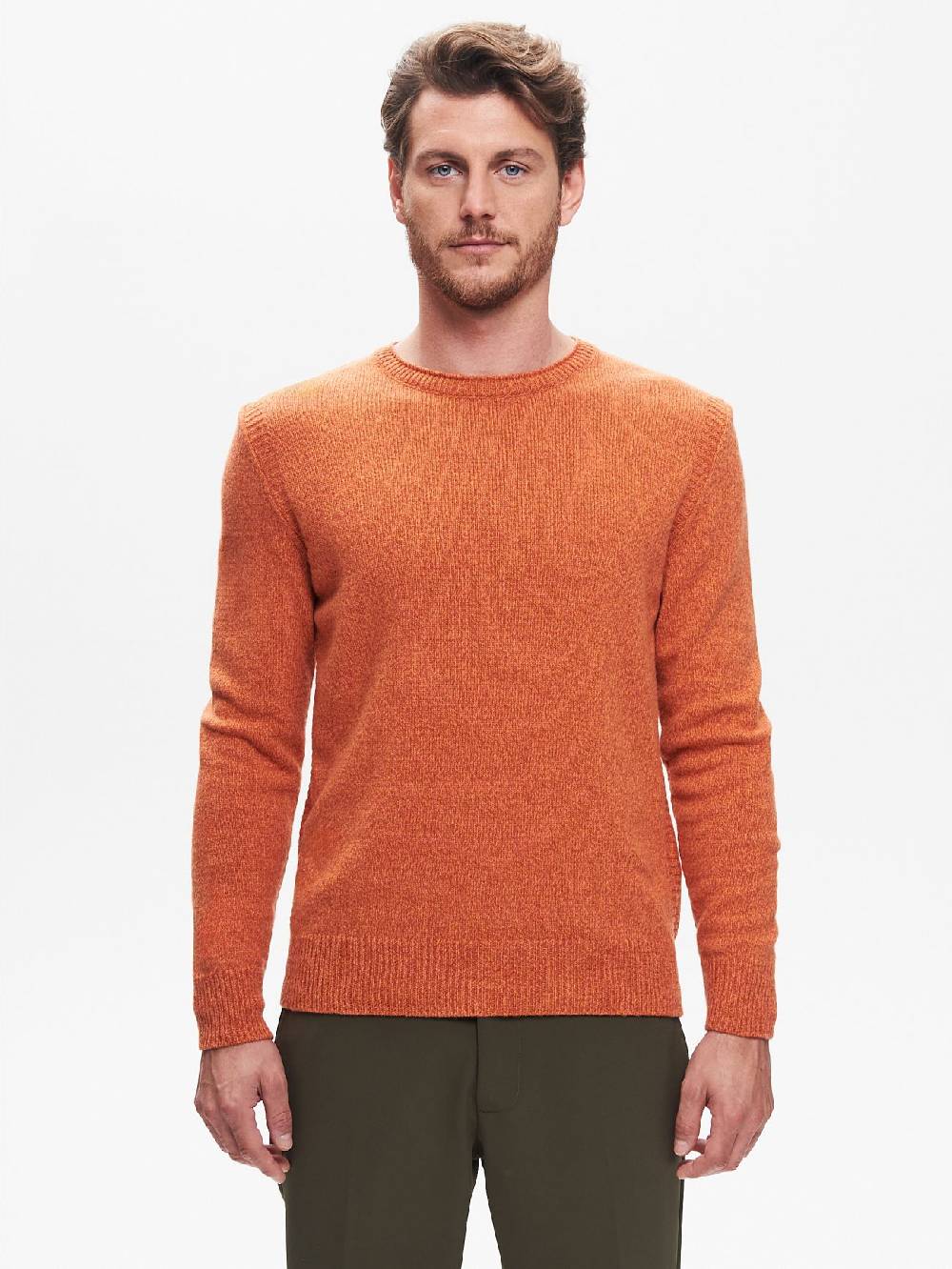 Rinascimento Maglia Girocollo Uomo Moulinè ArancioneQB24 Vendita