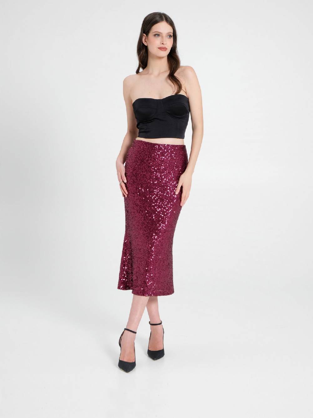 Rinascimento Gonna Longuette in Paillettes Moda