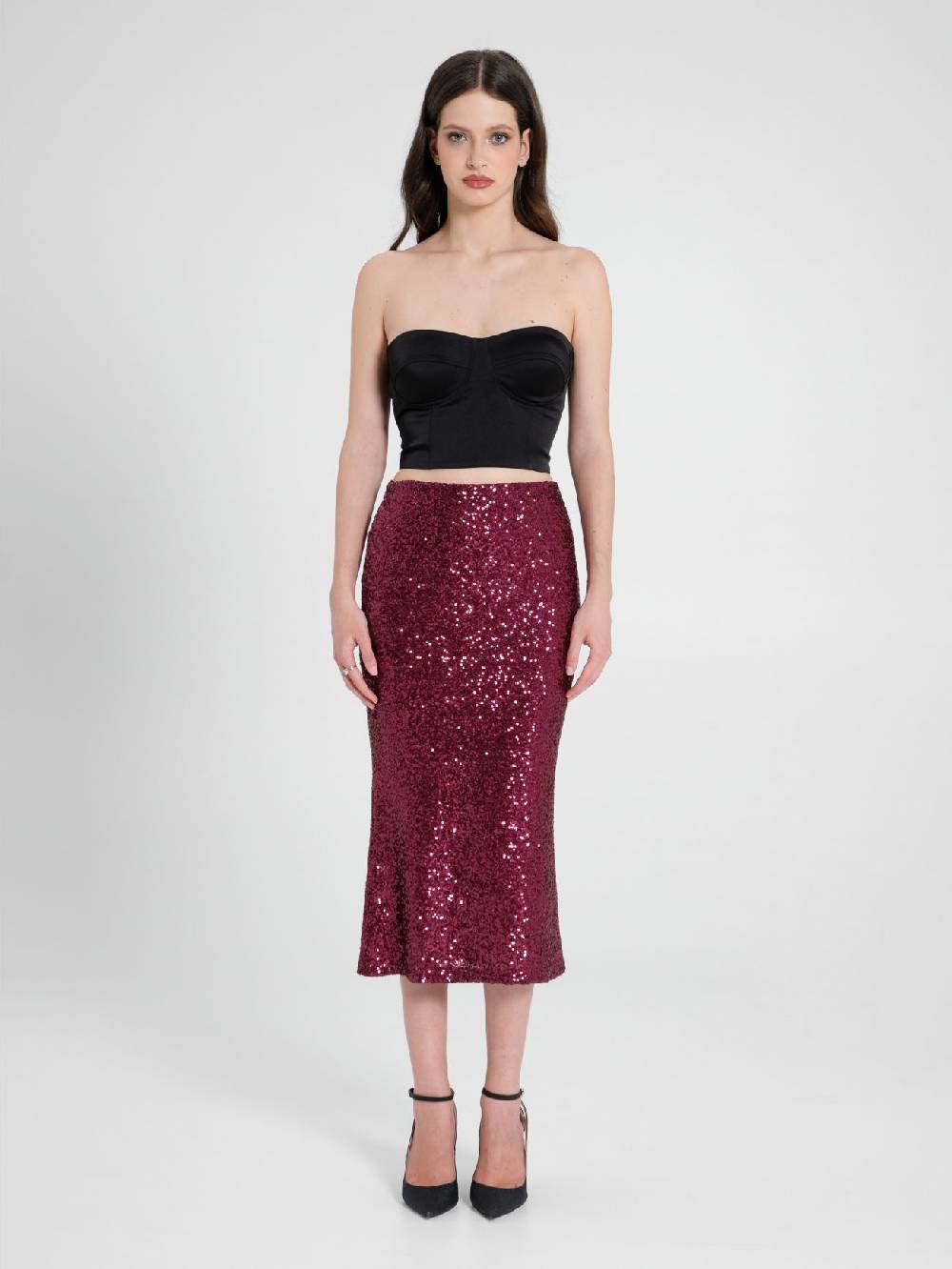 Rinascimento Gonna Longuette in Paillettes Moda